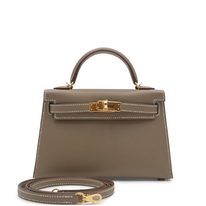 Hermes Etoupe Epsom Mini Kelly 20 II Gold Hardware, 2021