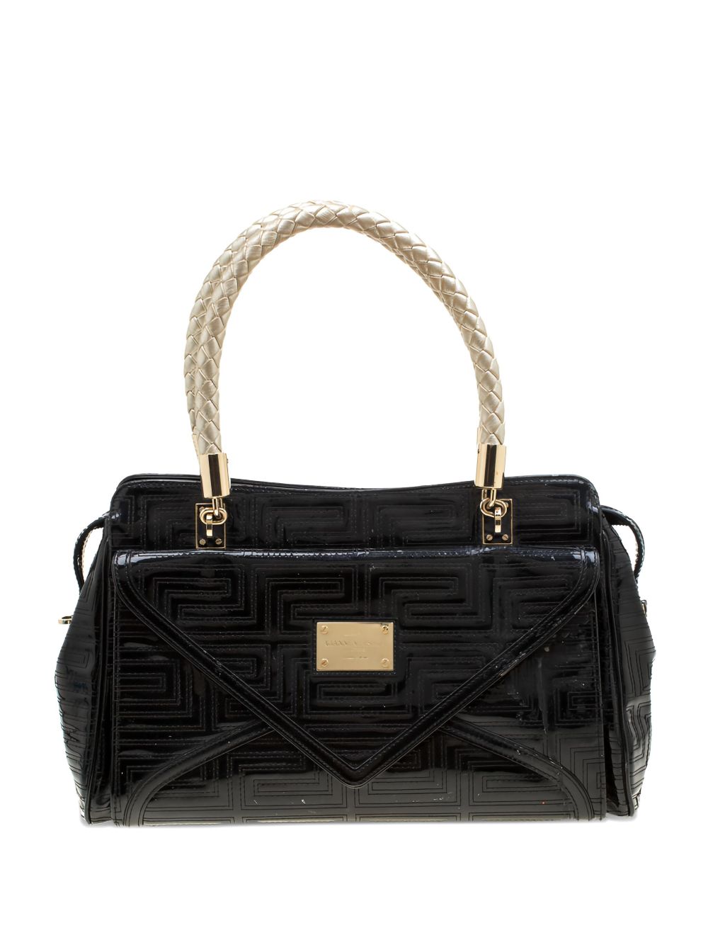 logo-plaque leather satchel bag