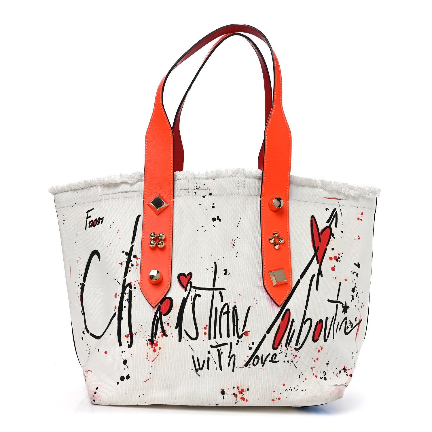 Christian Louboutin Canvas Frangibus Tote White Multicolor