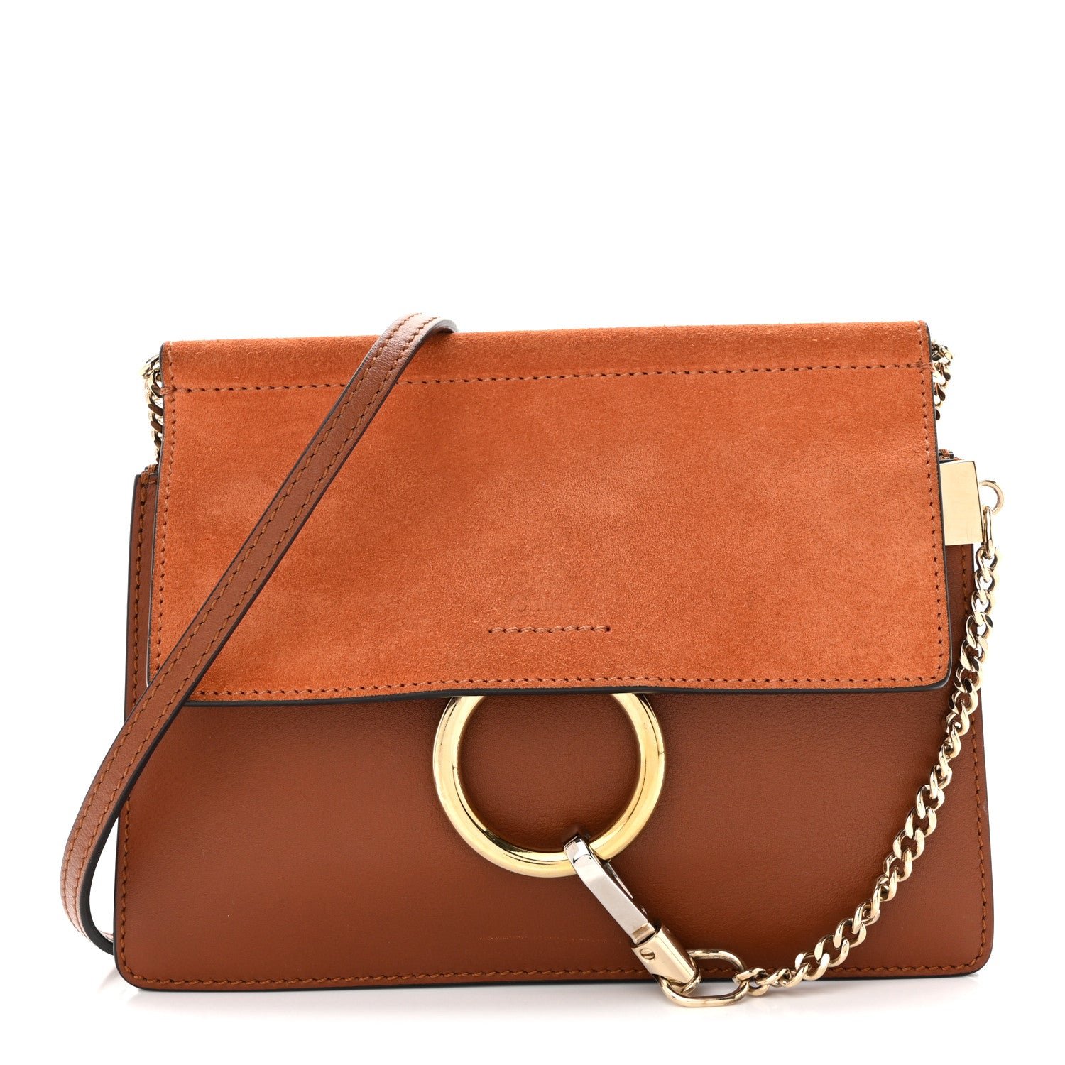 Chloe Calfskin Suede Mini Chain Faye Shoulder Bag Tobacco