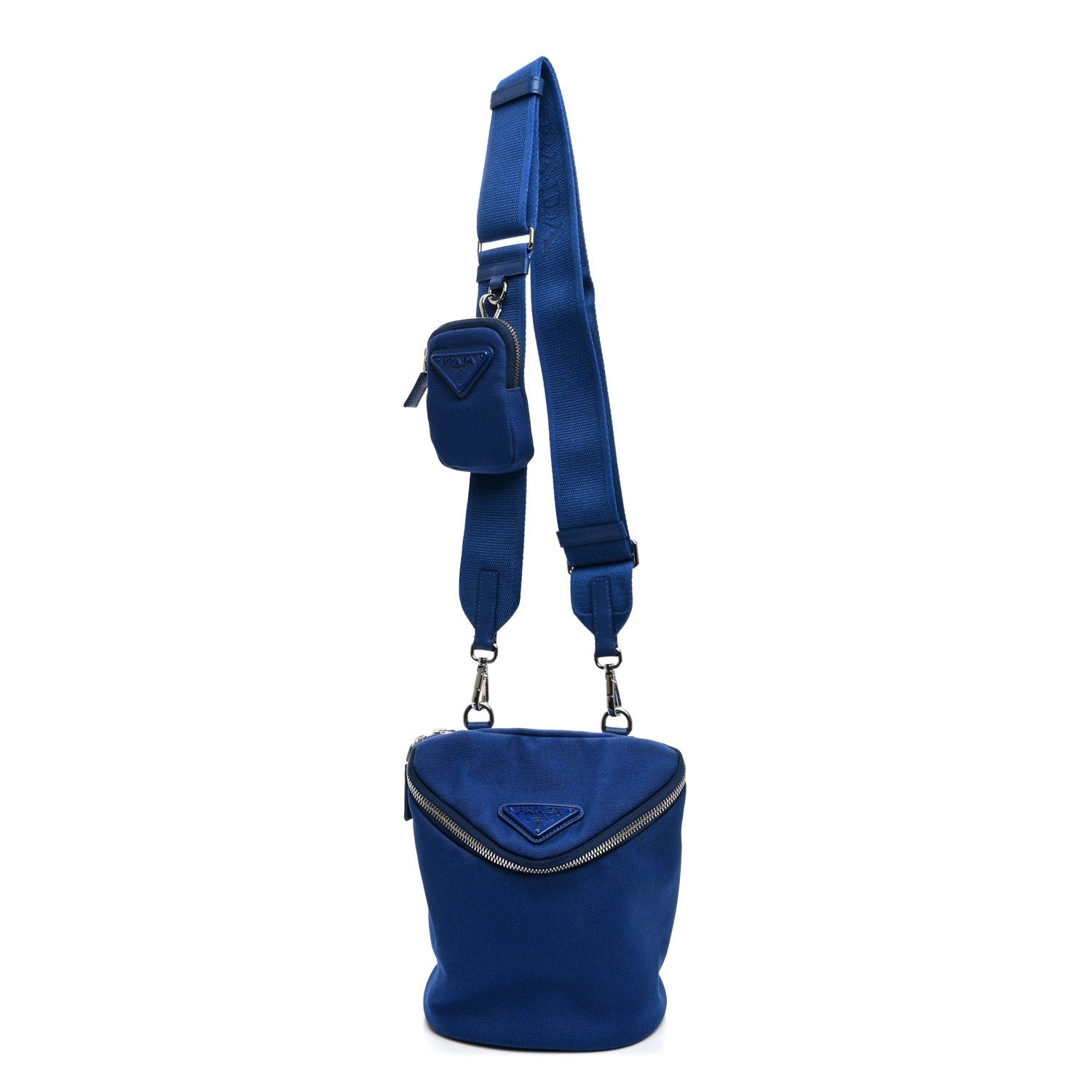 Prada Canvas Triangle Crossbody Bag Blue