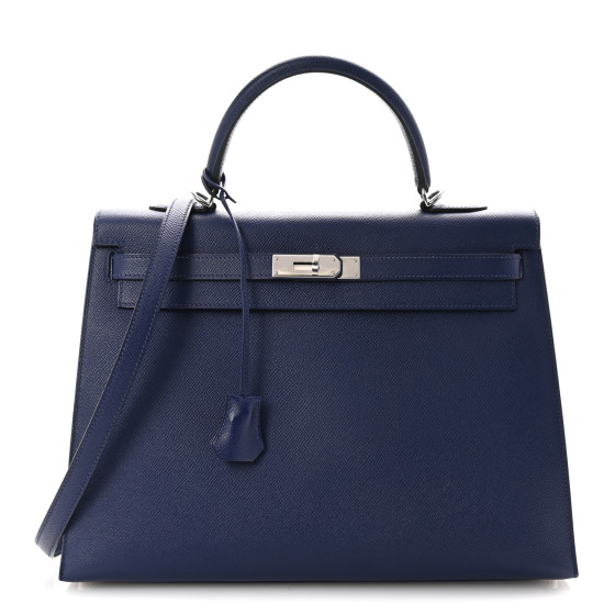 Hermes Epsom Kelly Sellier 35 Bleu Saphir