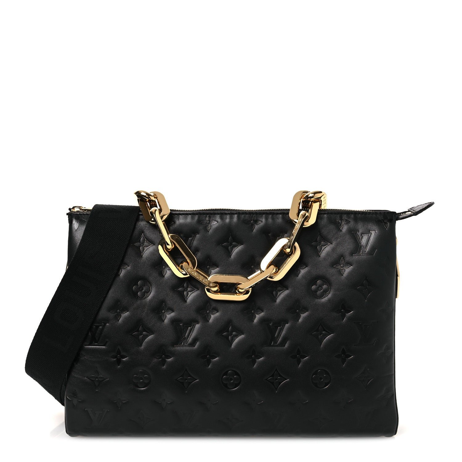 Louis Vuitton Lambskin Embossed Monogram Coussin MM Black