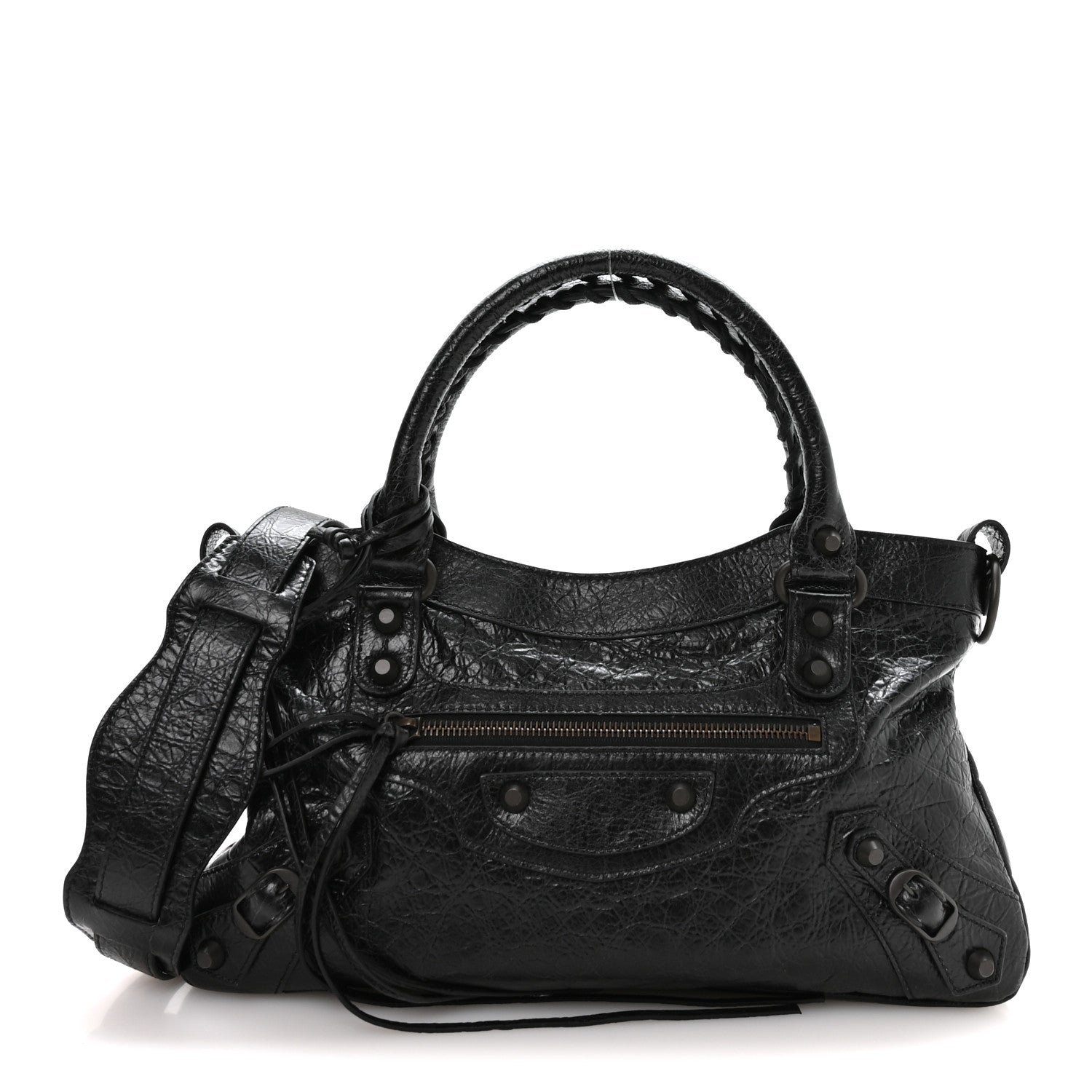 Balenciaga Agneau Arena Classic Hardware Le City First Bag Black