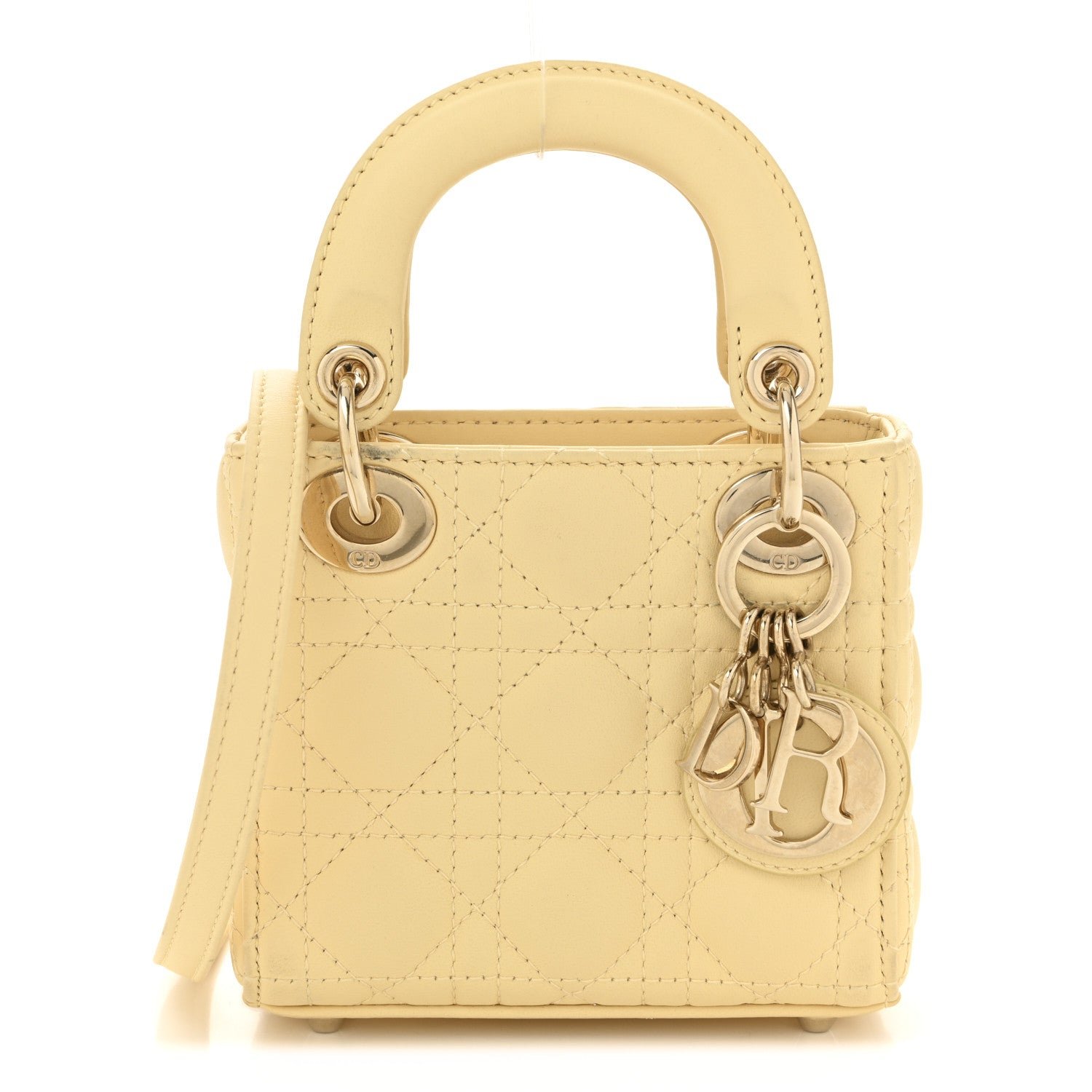Dior Lambskin Cannage Nano Lady Dior Light Yellow