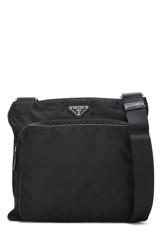 Black Tessuto Nylon Zip Pocket Messenger