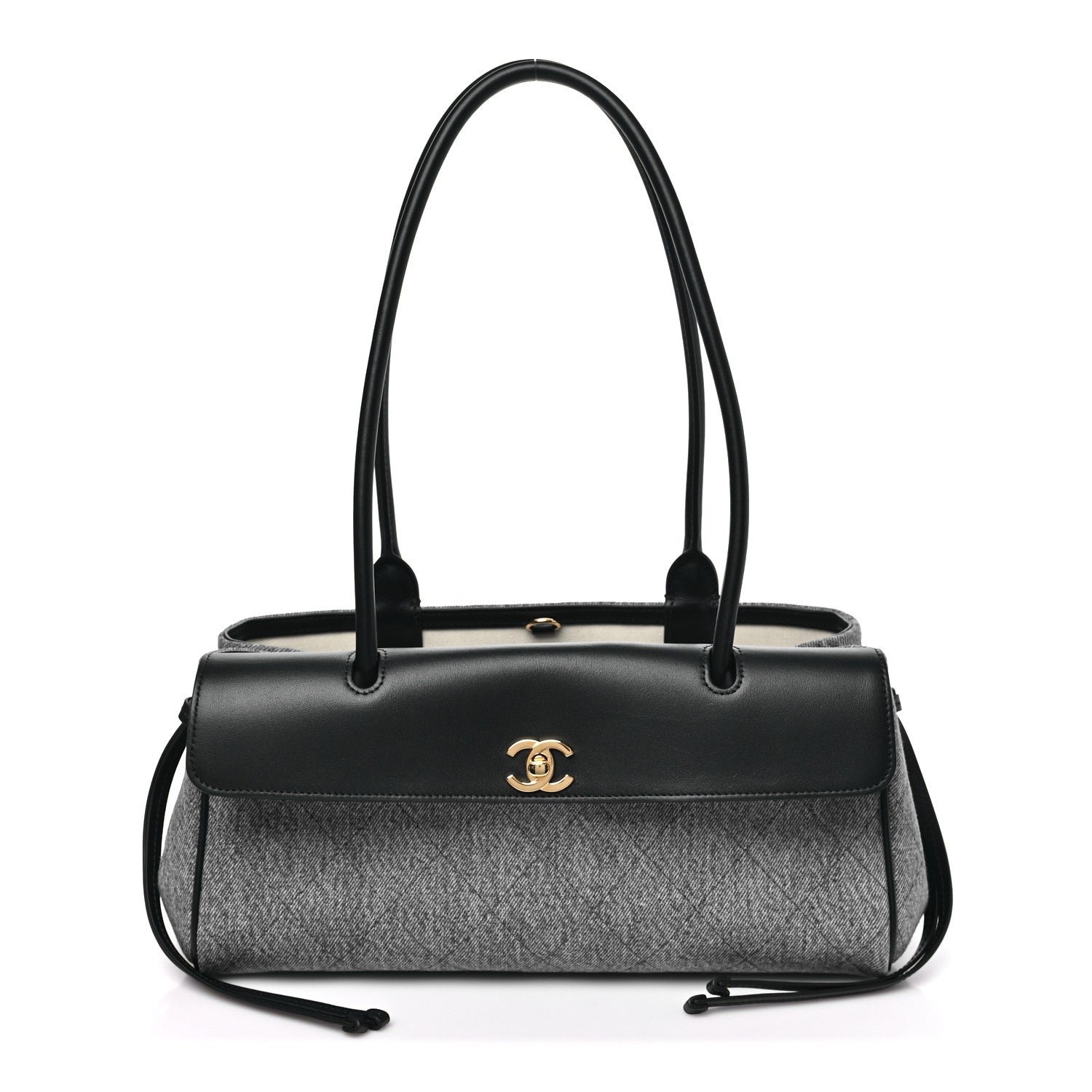Chanel Calfskin Denim Stitched Urban Essentials Small Shopping Bag Blue Black