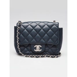 Chanel Blue Quilted Lambskin Leather Classic Square Mini Flap Bag