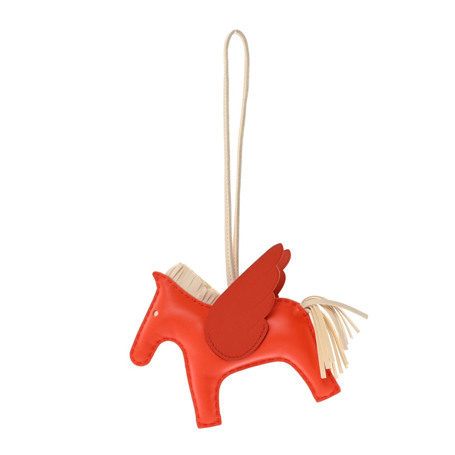 Hermes Milo Lambskin Grigri Rodeo Pegase Horse Bag Charm MM Orange Poppy Craie Terre Battue