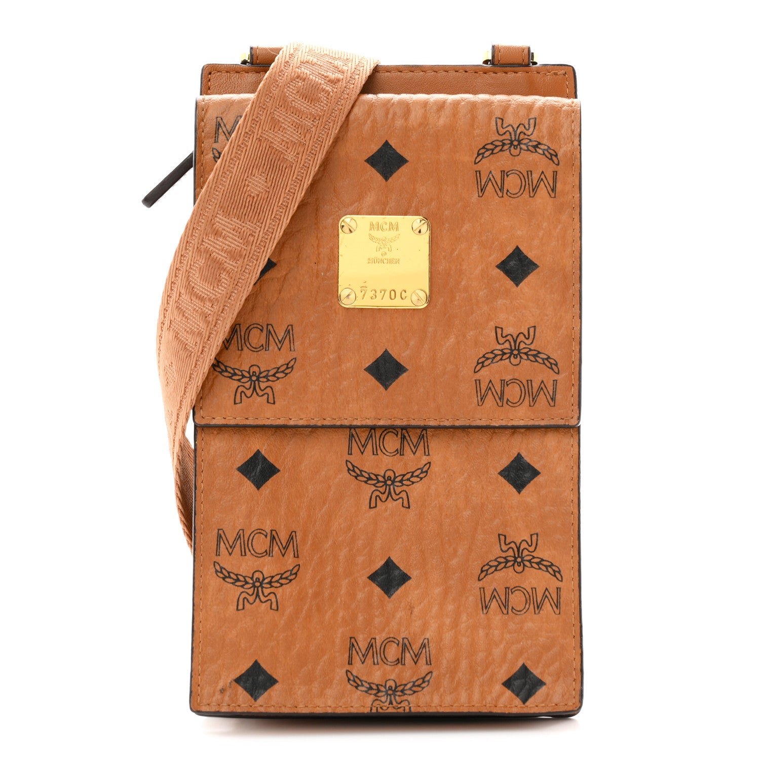 MCM MCM Visetos Crossbody Phone Case Cognac