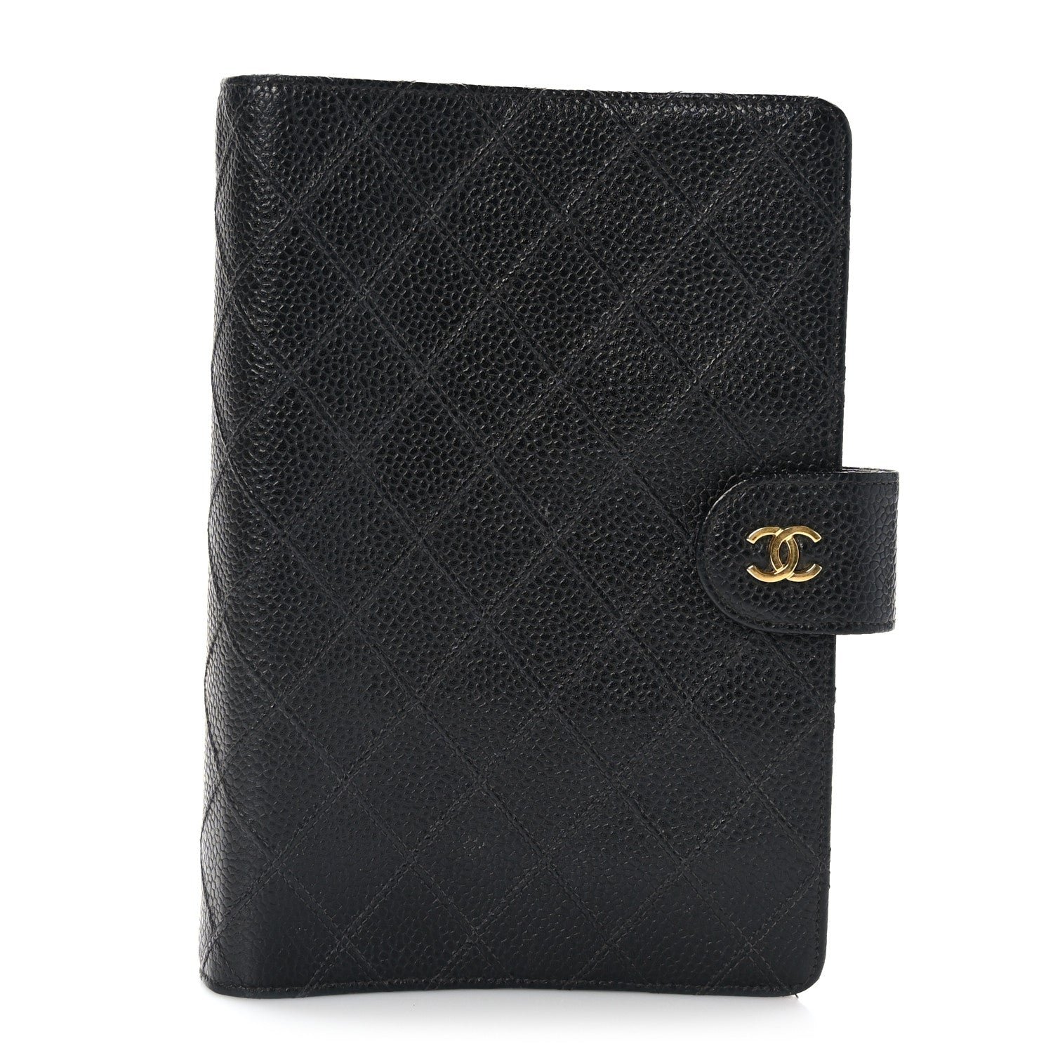 Chanel Caviar Diamond Embossed Agenda Cover Black