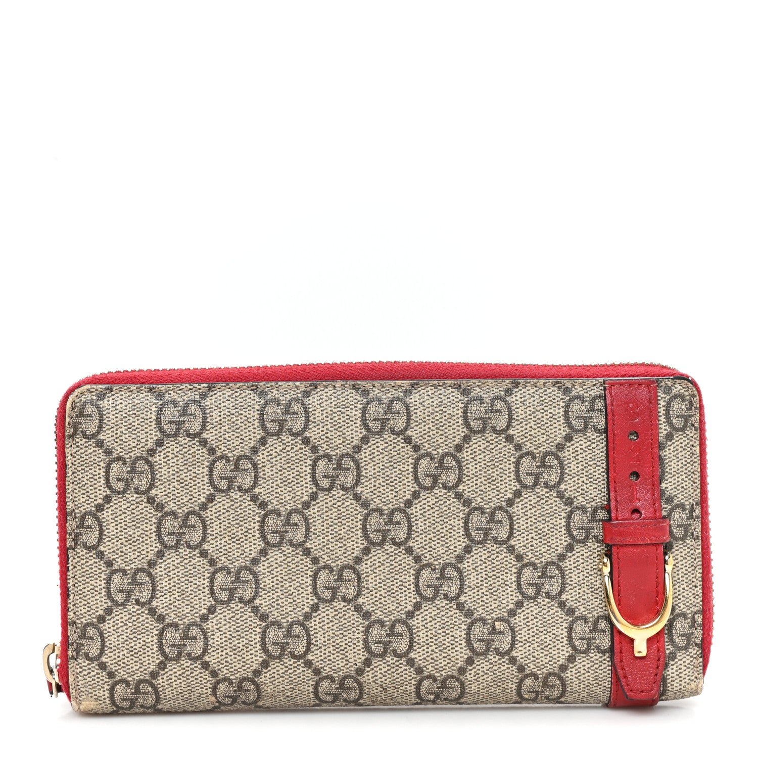 Gucci GG Supreme Monogram Nice Zip Around Wallet Tabasco Red