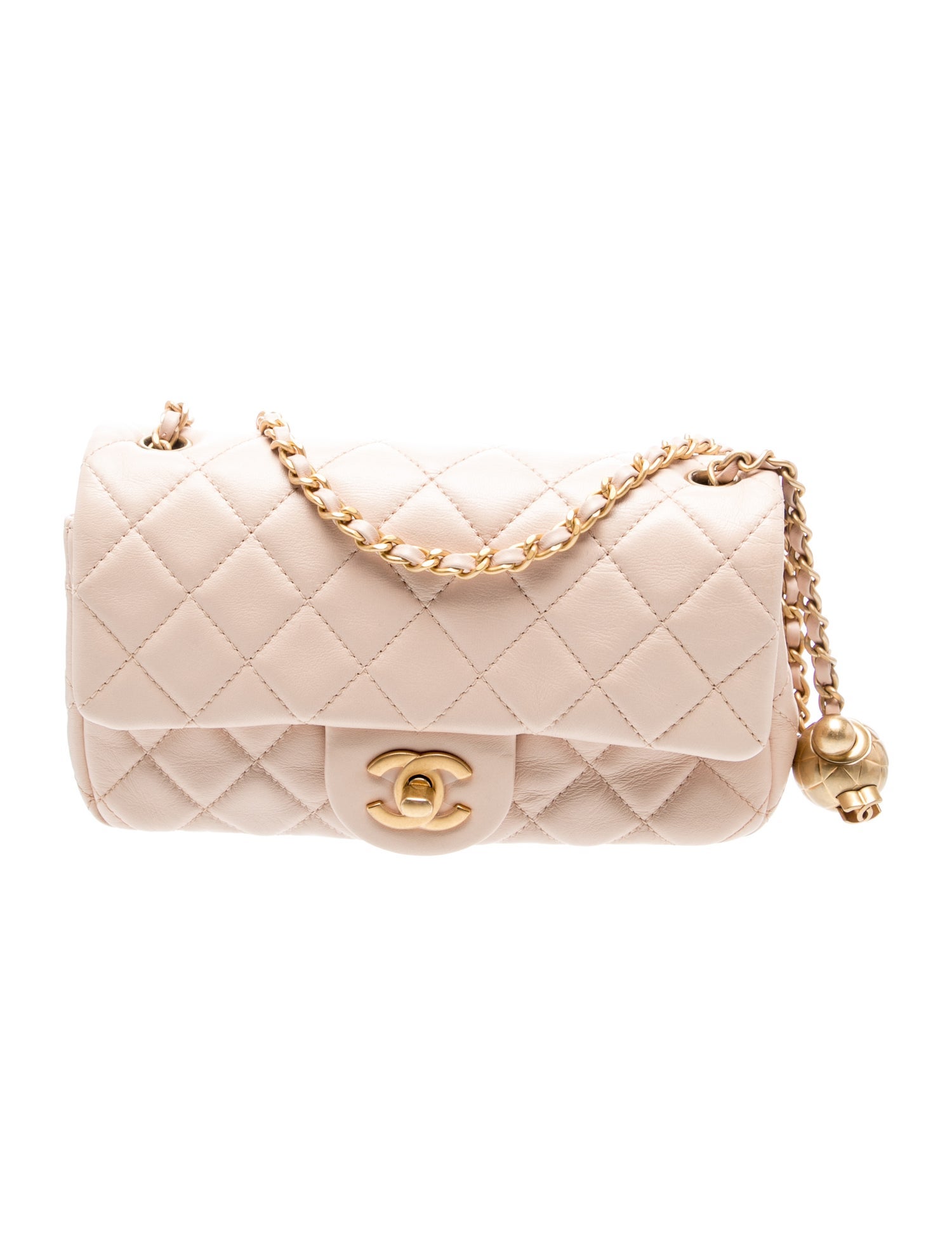 Rectangular Mini Pearl Crush Flap Bag