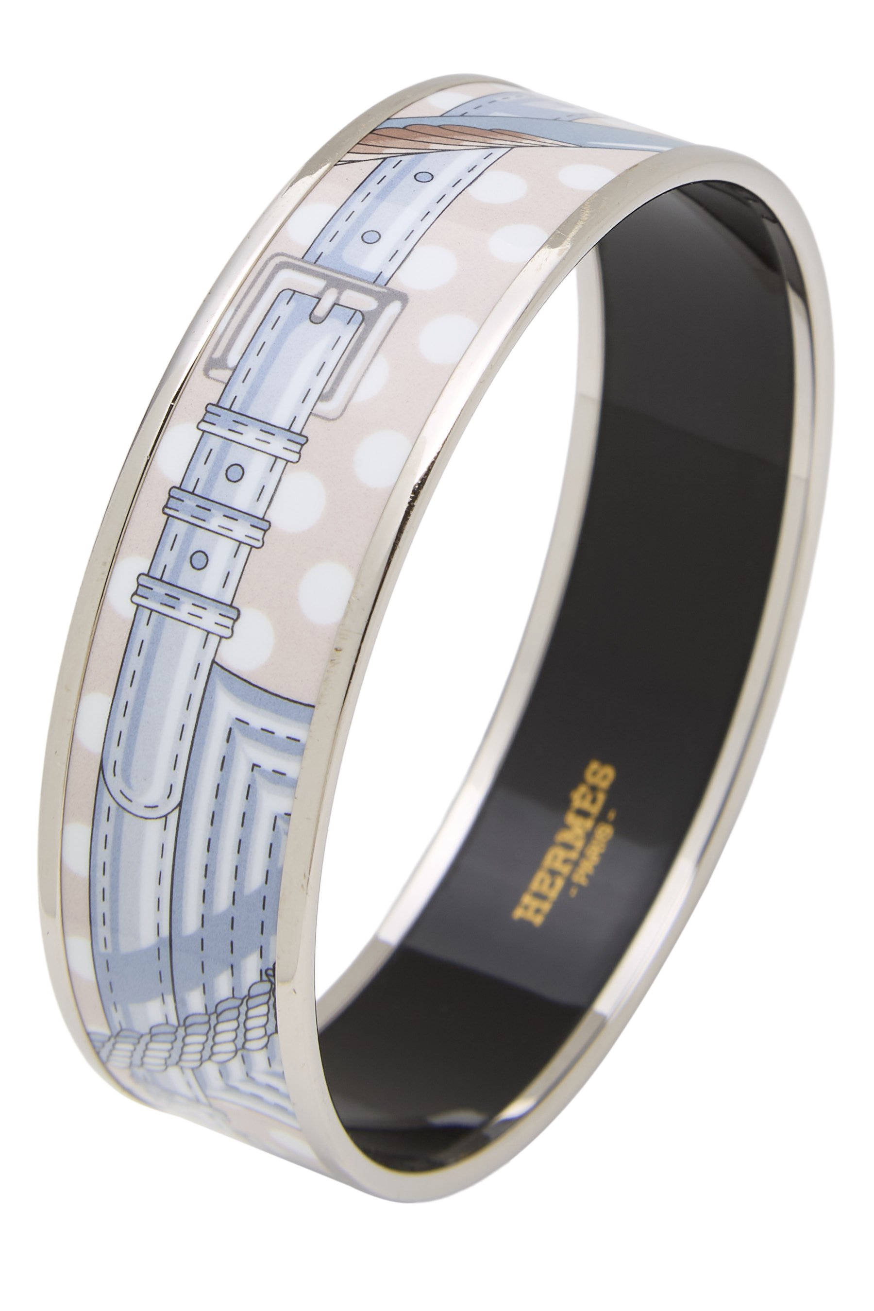 Silver Enamel Bangle Wide