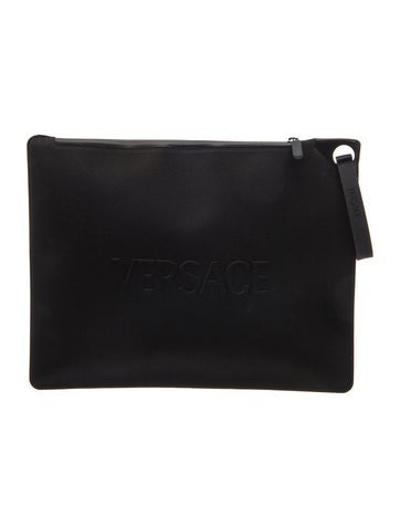 Signature Black Neoprene Wristlet Clutch Zip Pouch