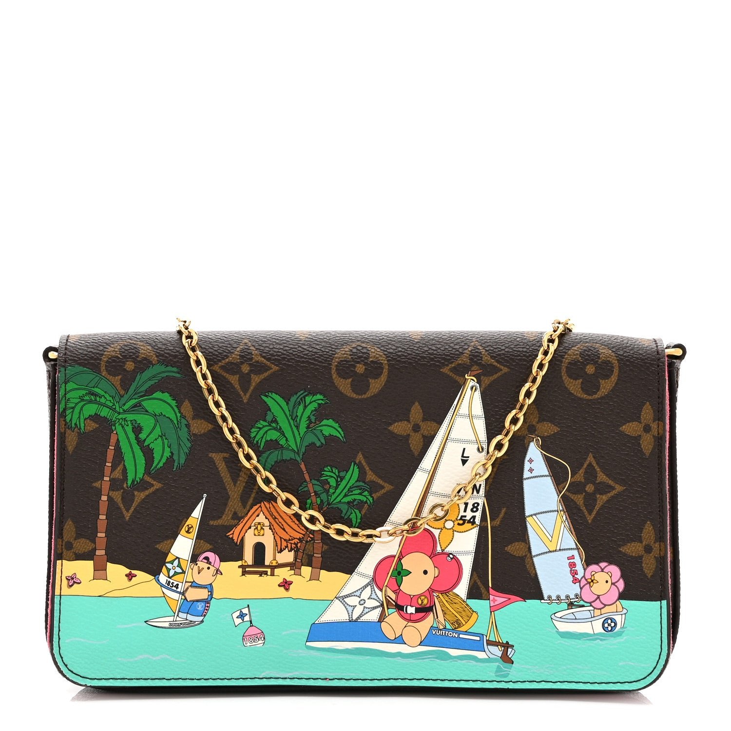 Louis Vuitton Monogram 2023 Christmas Animation Sailing Pochette Felicie Chain Wallet Dragonfruit Pink
