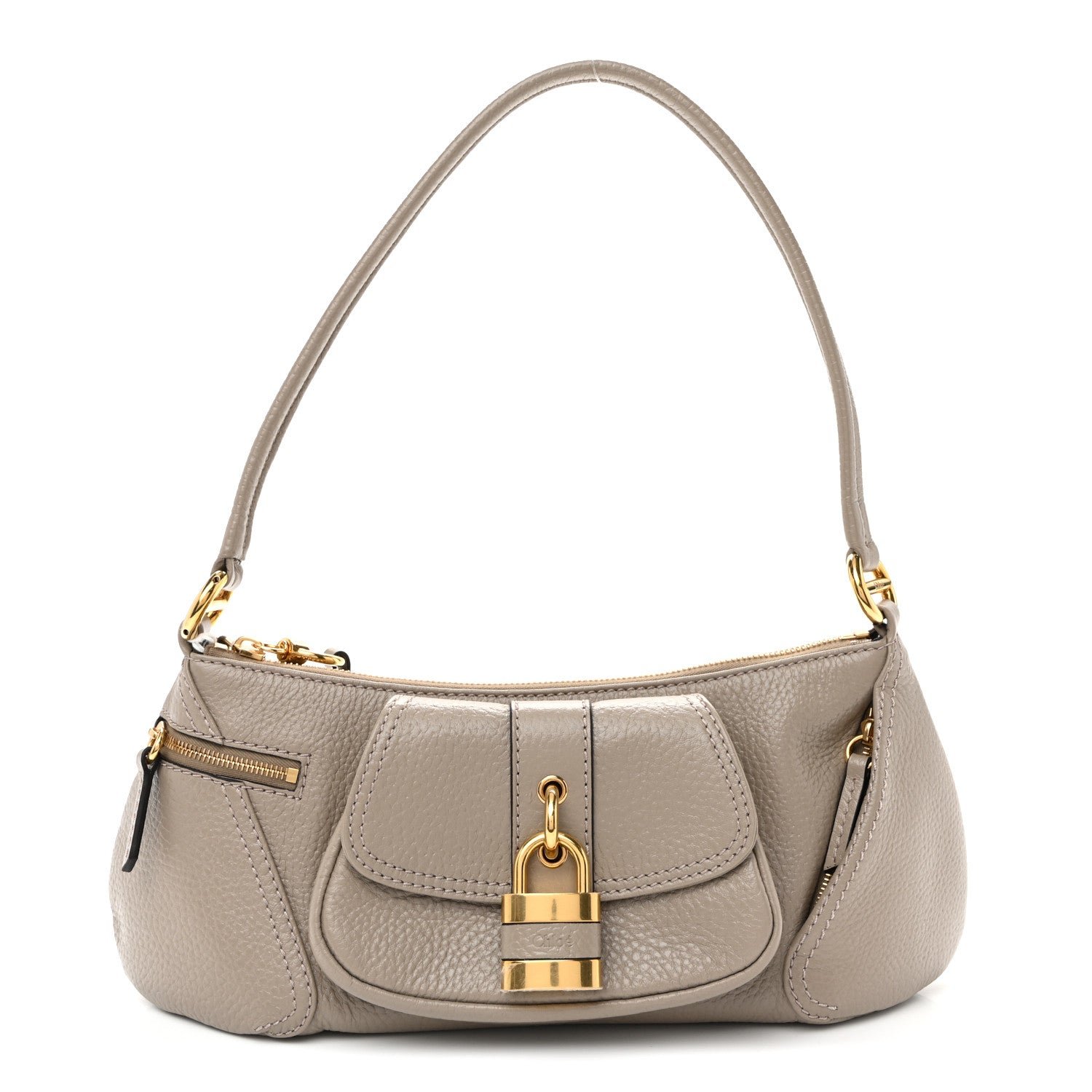 Chloe Grained Calfskin The 99 Shoulder Bag Motty Grey