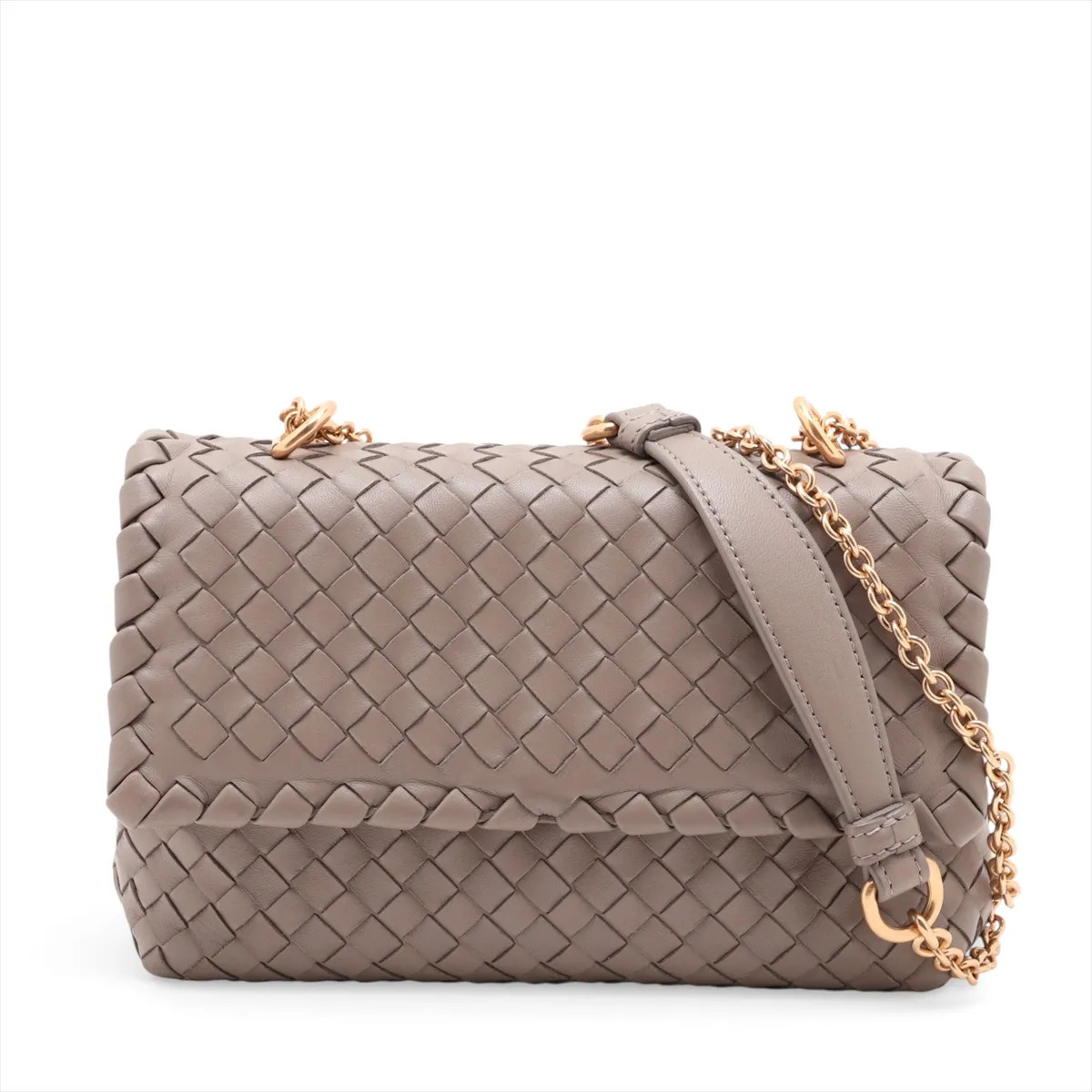 Bottega Veneta Intrecciato Olympia Leather Chain Shoulder Bag Brown