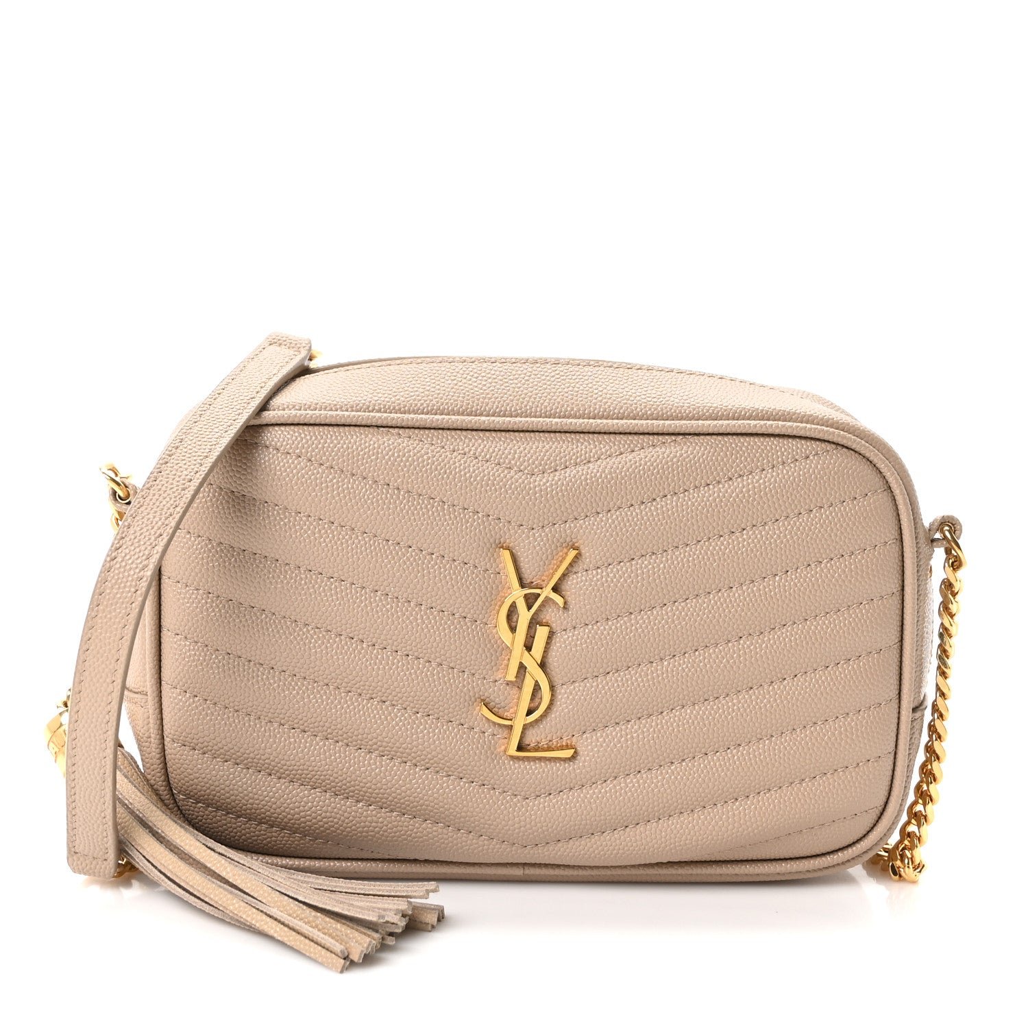 Grain De Poudre Matelasse Monogram Mini Lou Camera Bag Dark Beige