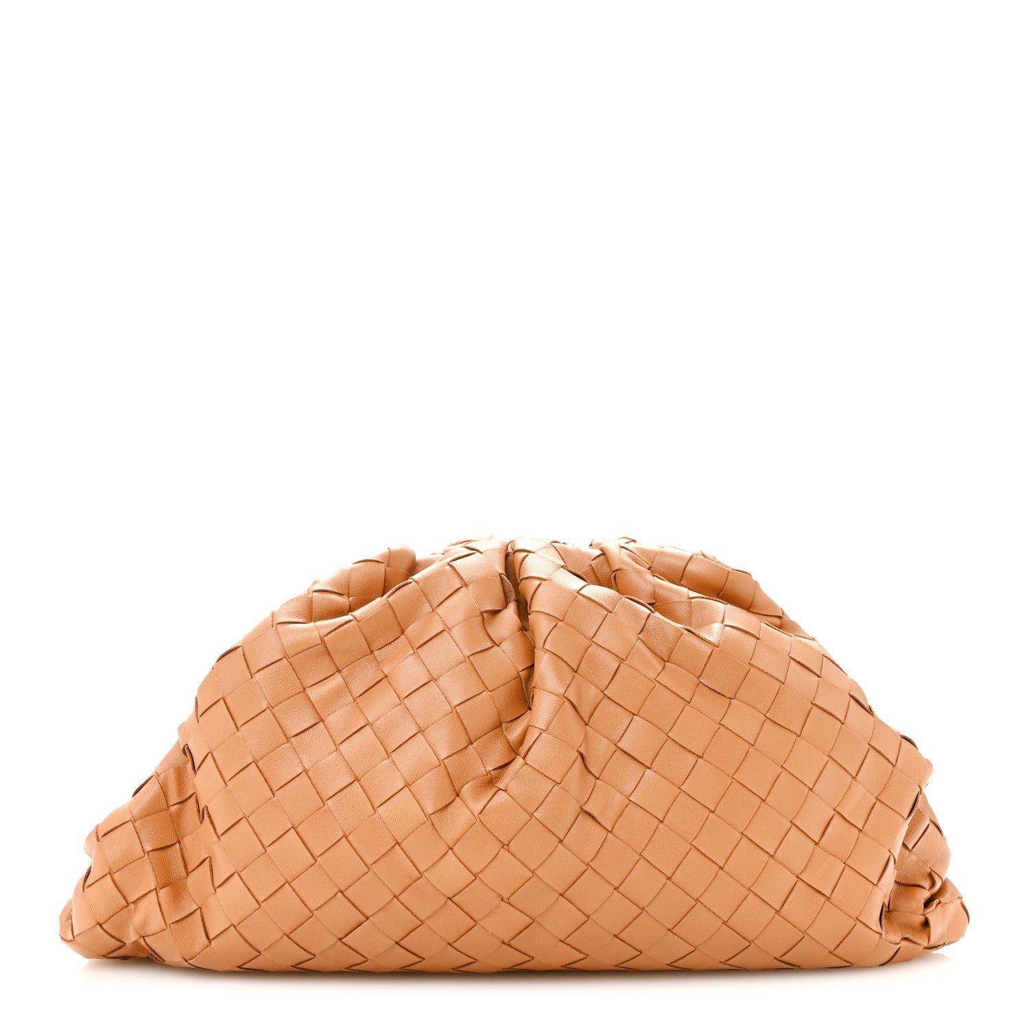 Bottega Veneta Nappa Maxi Intrecciato The Pouch Oversized Clutch Caramel