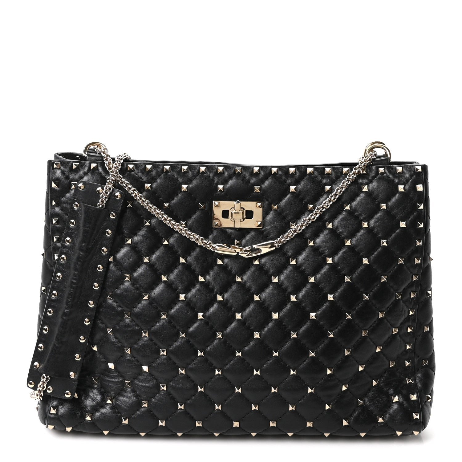 Valentino Garavani Nappa Rockstud Spike Shoulder Tote Black