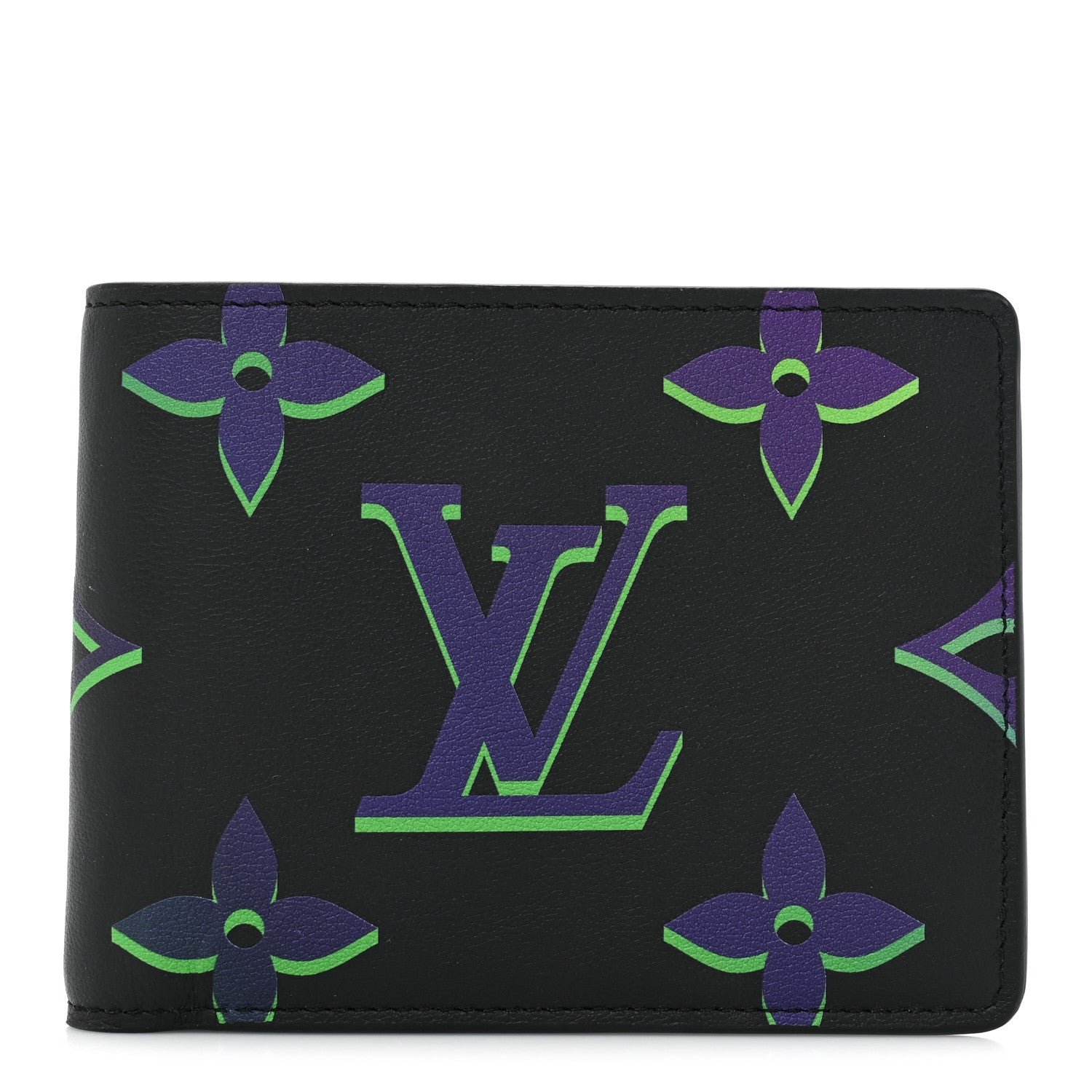 Louis Vuitton Calfskin Monogram Spotlight Multiple Wallet Black Multicolor