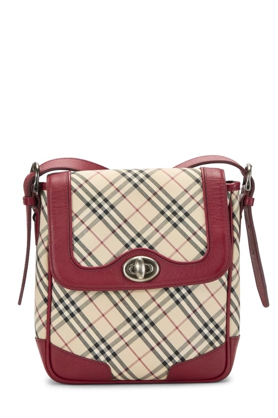 Burgundy House Check Jacquard Crossbody Small
