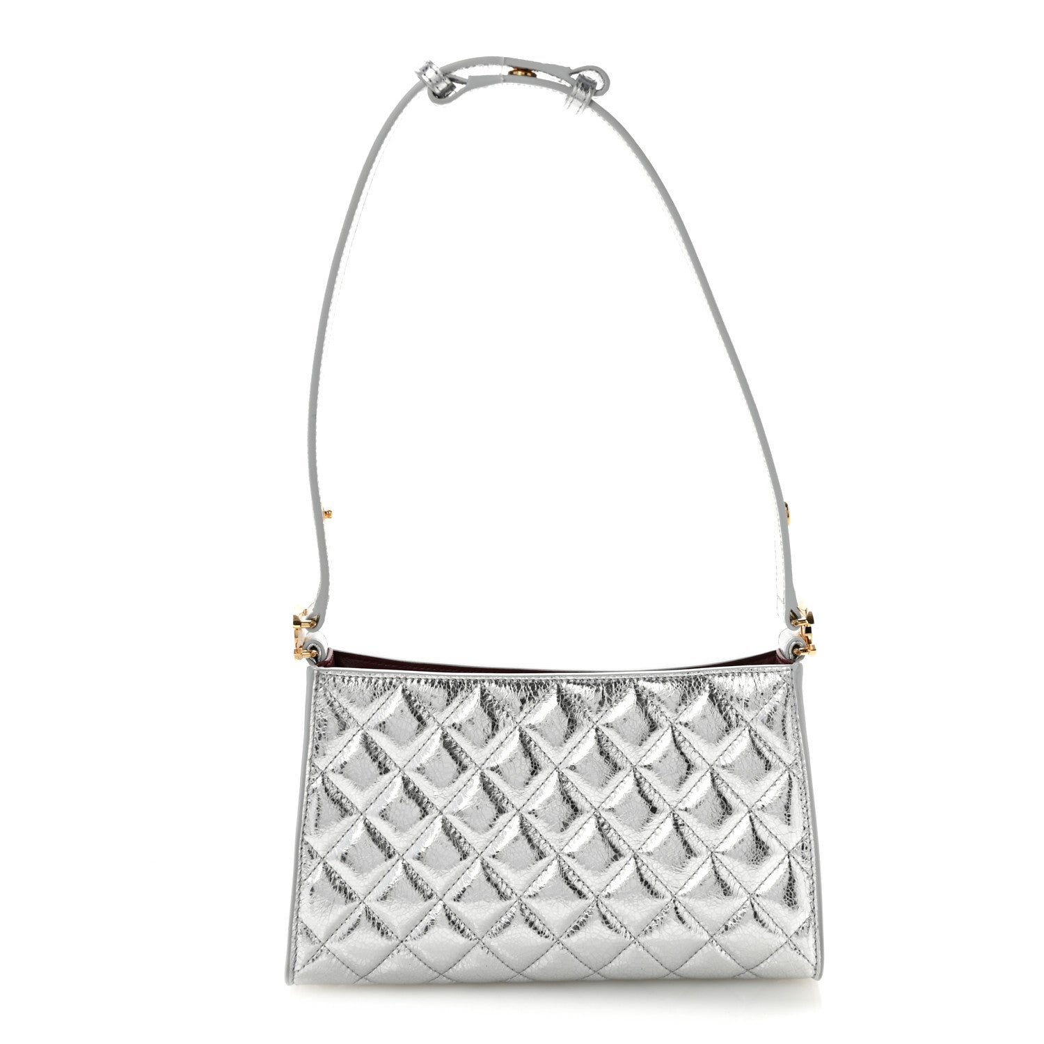 Chanel Metallic Crackled Calfskin Quilted Hobo Silver