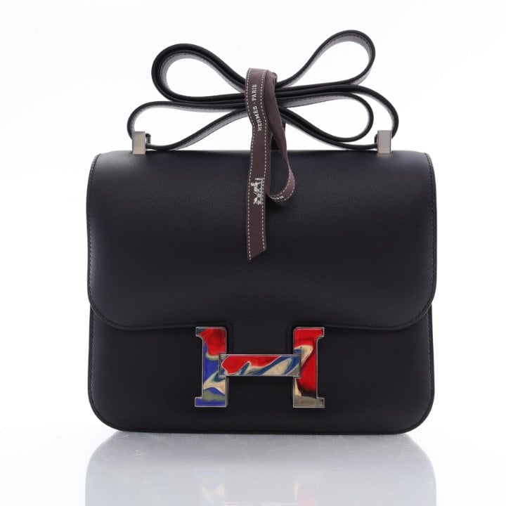 Hermes Noir Swift Marble Constance 24