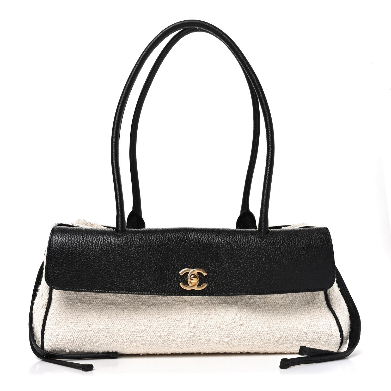 Chanel Grained Calfskin Boucle Urban Essentials Small Shopping Bag Ecru Black