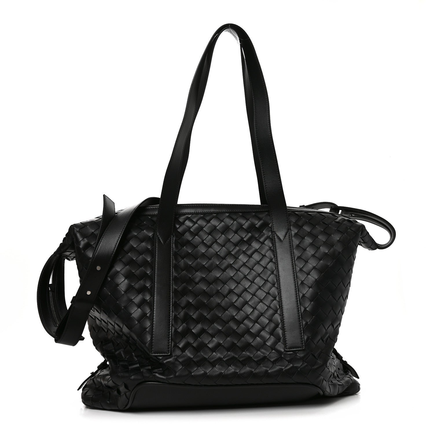 Bottega Veneta Nappa Intrecciato Helix Weekender Bag Black