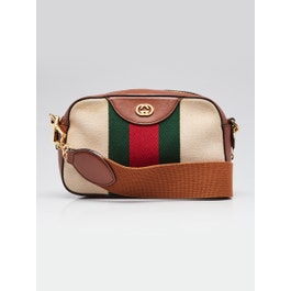 Gucci Beige/Brown Canvas/Leather Ophidia Camera Crossbody Bag