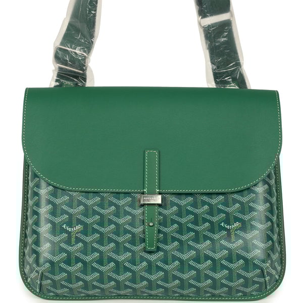 Goyard Goyard Coursier Messenger Bag Green Goyardine Canvas & Chevroches Calfskin Palladium Hardware