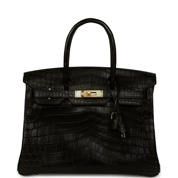 Hermes Pre-owned Hermes Birkin 30 Black Matte Niloticus Crocodile Gold Hardware