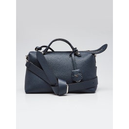 Fendi Dark Blue Pebbled Calfskin Selleria Leather By The Way Medium Reversible Bag 