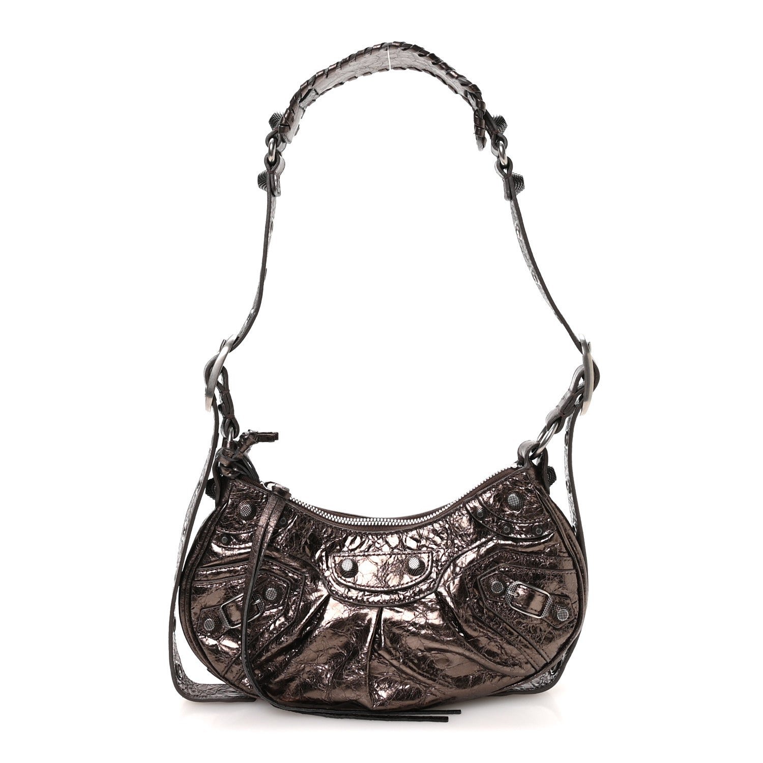 Balenciaga Metallic Agneau Arena Le Cagole Shoulder Bag XS Dark Bronze