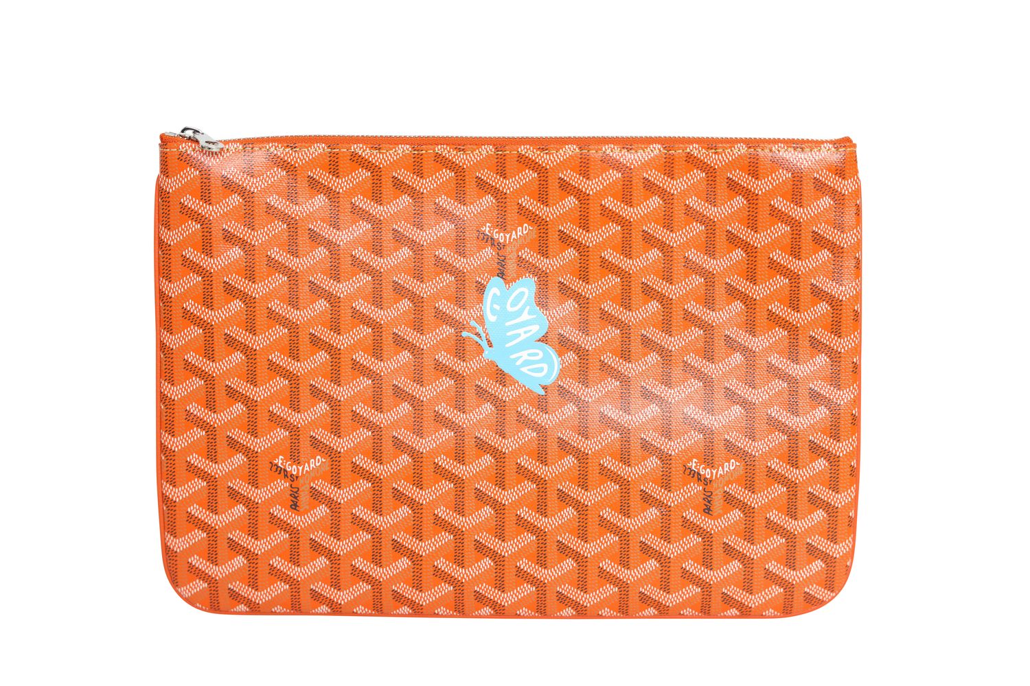 Goyard Goyard Senat MM Pouch, Orange  Goyardine Canvas and Chevroches Calfskin with Palladium Hardware, New in Box WA001