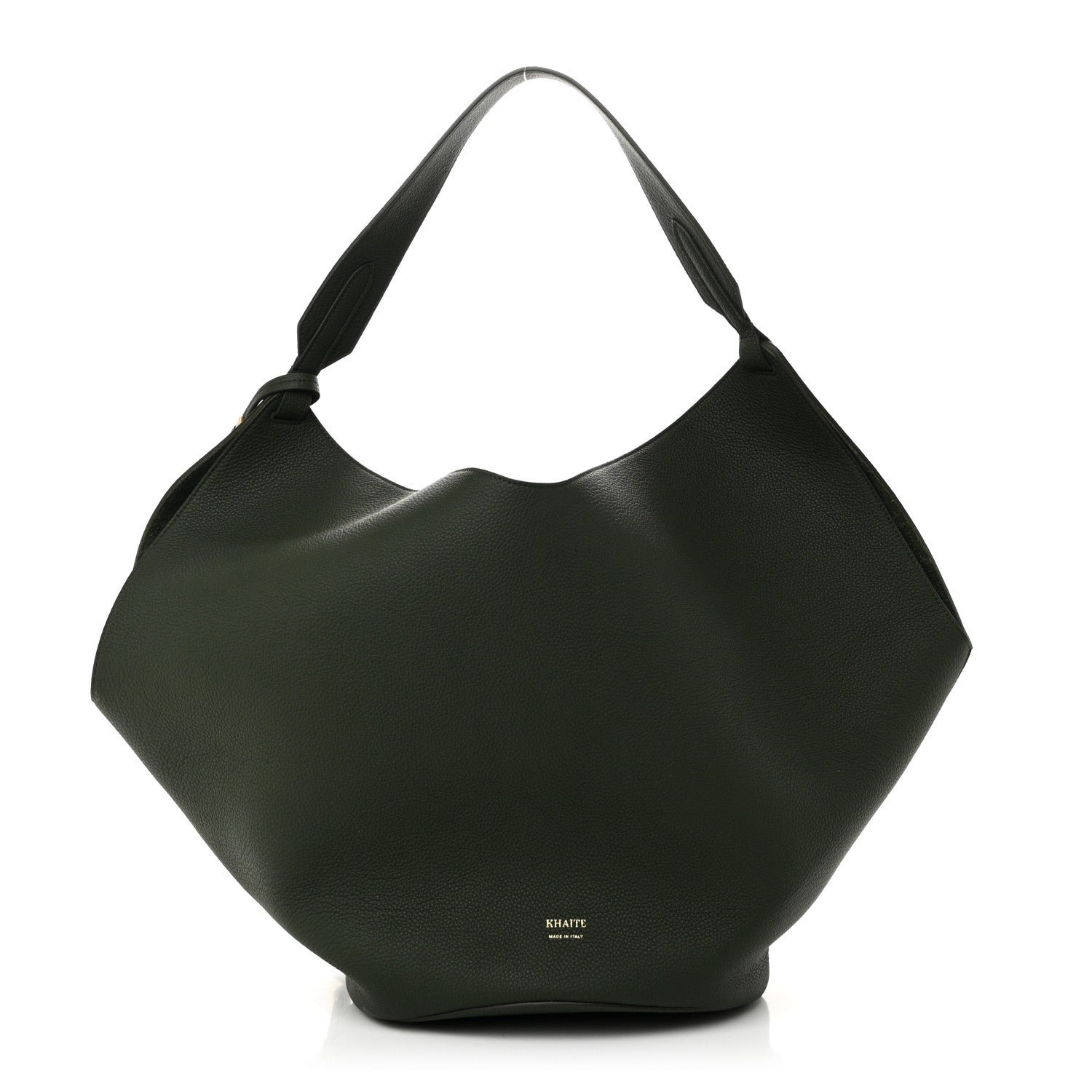 Khaite Pebbled Sport Calfskin Medium Lotus Tote Bottle Green