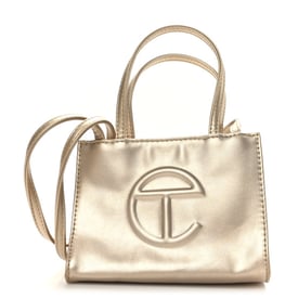 Telfar Metallic Vegan Leather Small Shopping Bag Gold