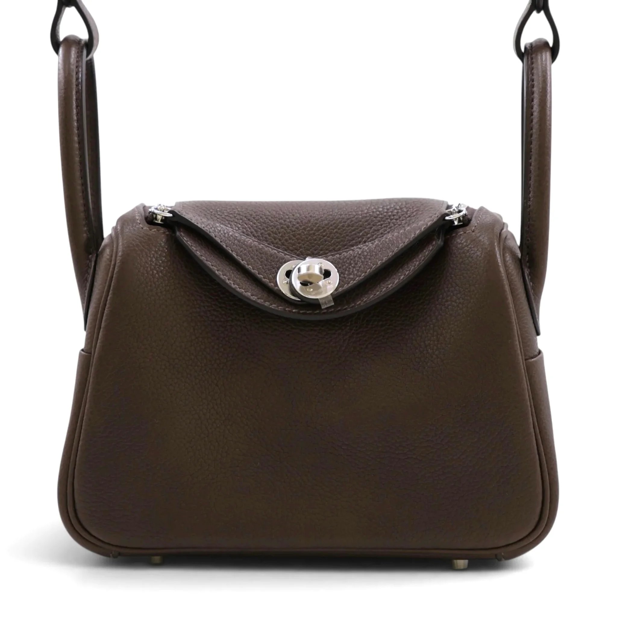Brand New ( Rank N ) HERMÈS Mini Lindy II Ebene (46) Barenia Palladium hardware G (2026)