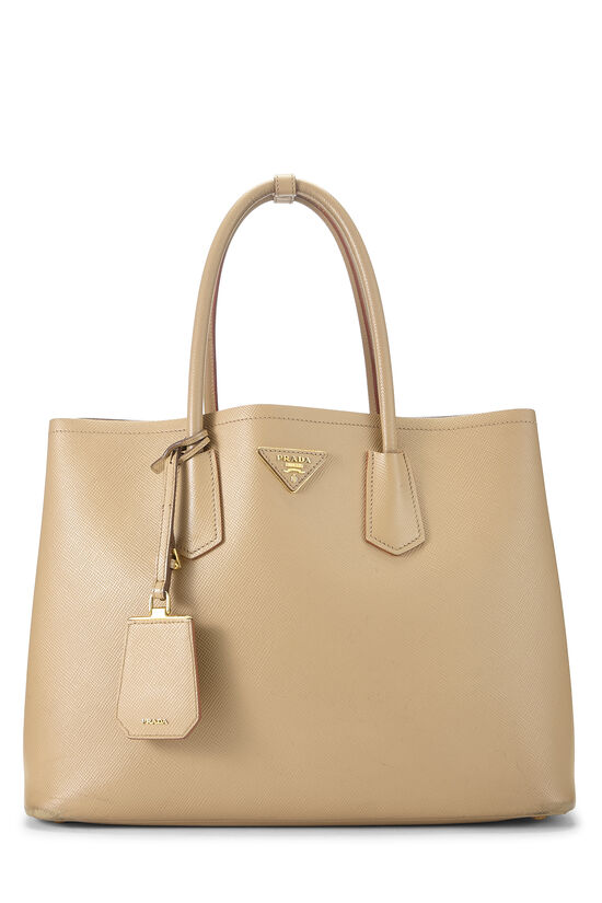 Prada Beige Saffiano Double Bag Medium