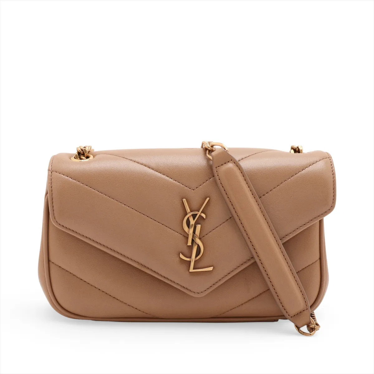 Saint Laurent Paris Lulu TOY 821749 Leather Chain Shoulder Bag Beige