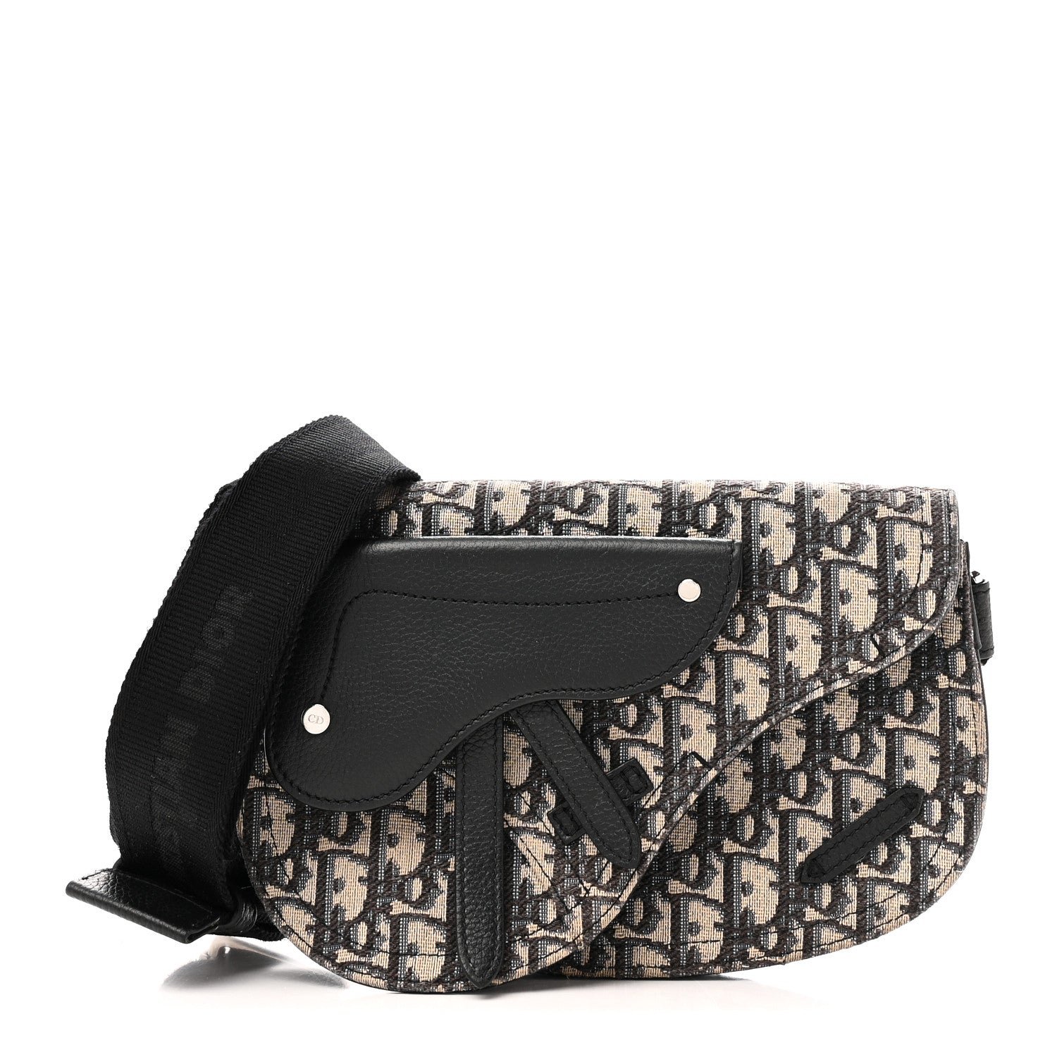 Christian Dior Oblique Saddle Messenger Pouch Beige Black