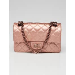 Chanel Chanel Metallic Pink Quilted Goatskin Leather 2.55 Reissue Mini Flap Bag