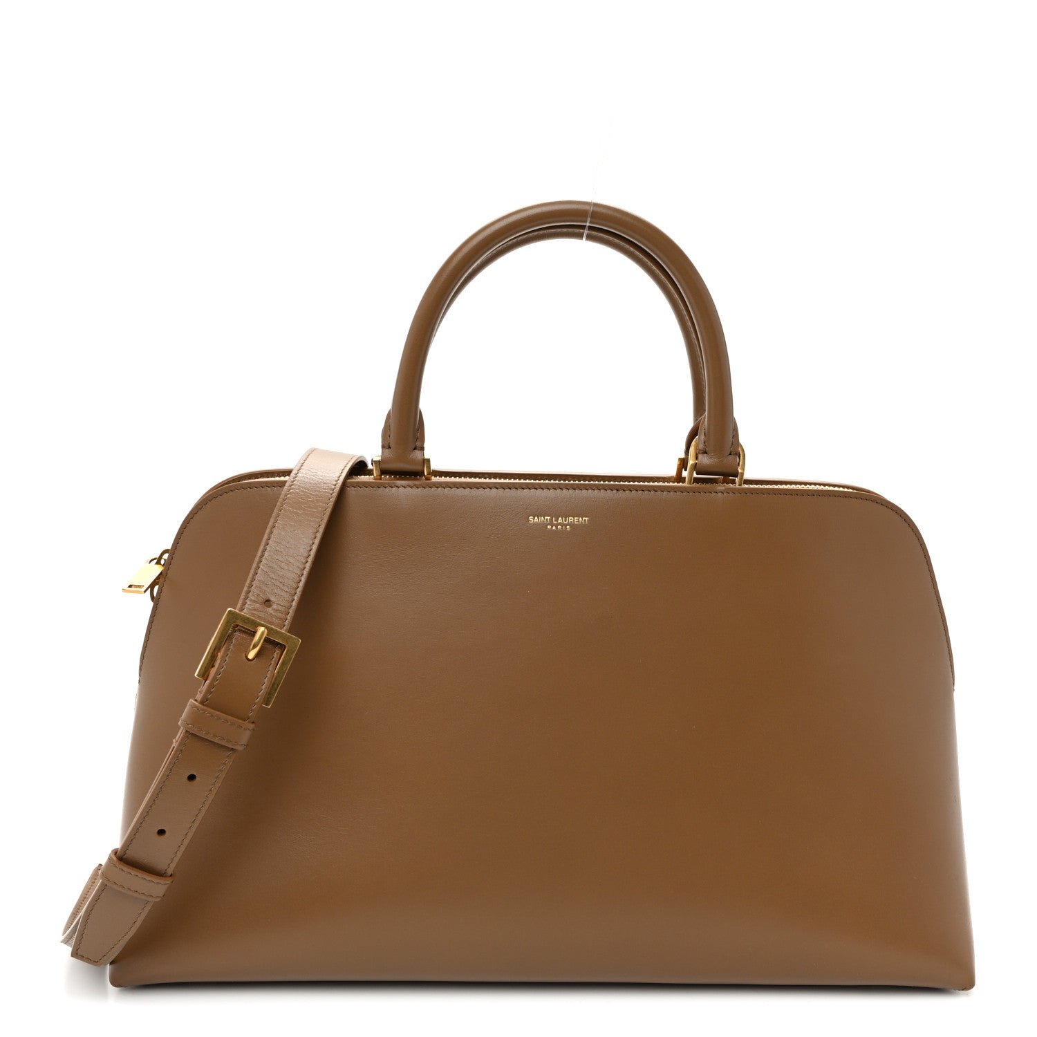 Saint Laurent Calfskin Sac De Jour Duffle Top Handle Dark Cork