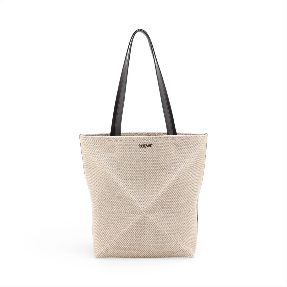 Loewe puzzle fold Canvas & Leather Tote bag Beige x black
