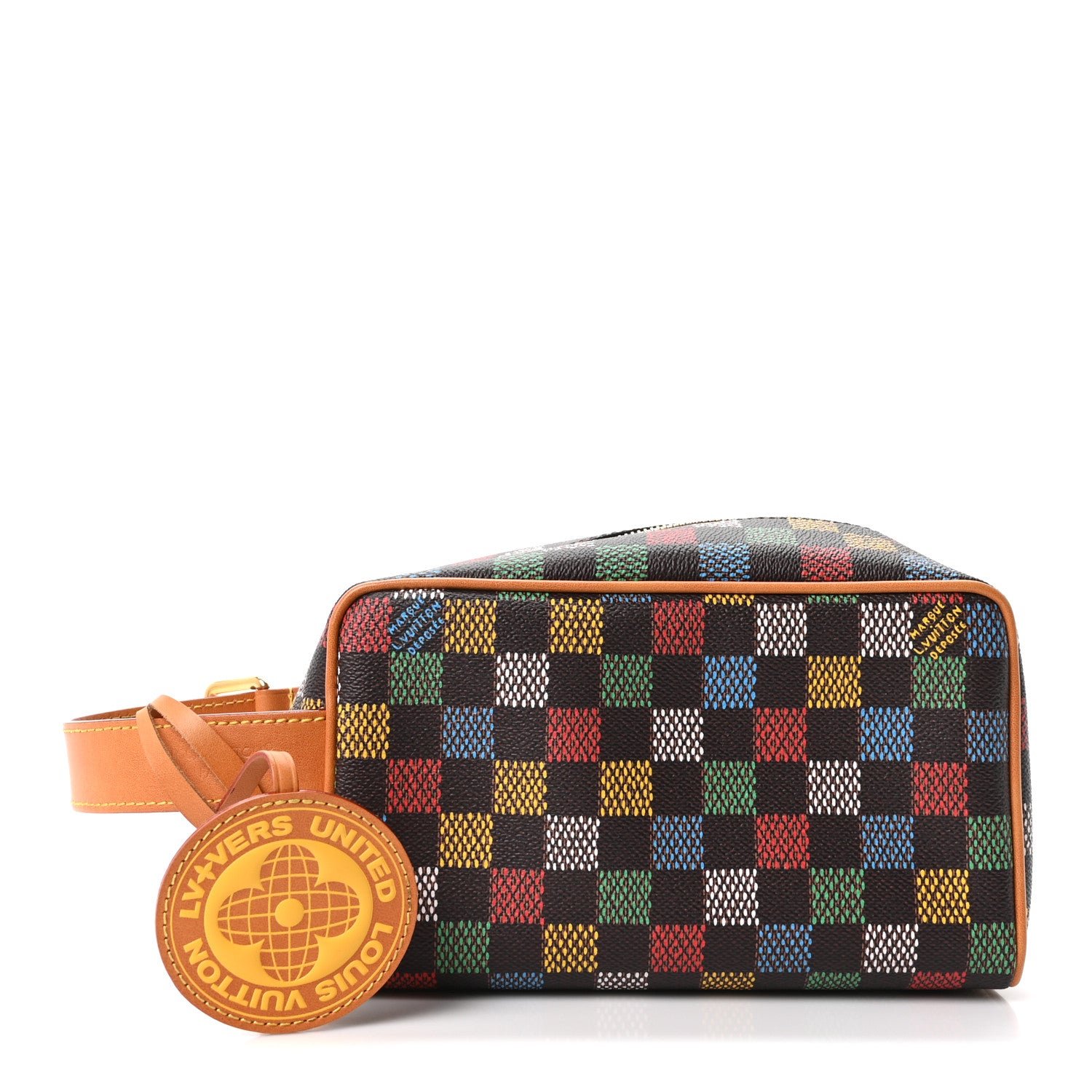 Louis Vuitton LV Vers Damier Ebene Locker Dopp Kit Toilet Pouch Multicolor