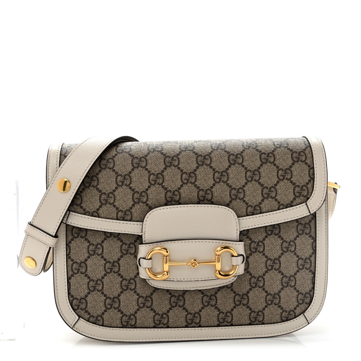 Gucci GG Supreme Monogram Horsebit 1955 Shoulder Bag Beige Mystic White