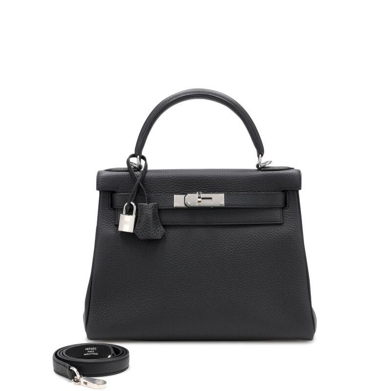 Black Togo Retourne Kelly 28 Palladium Hardware, 2026