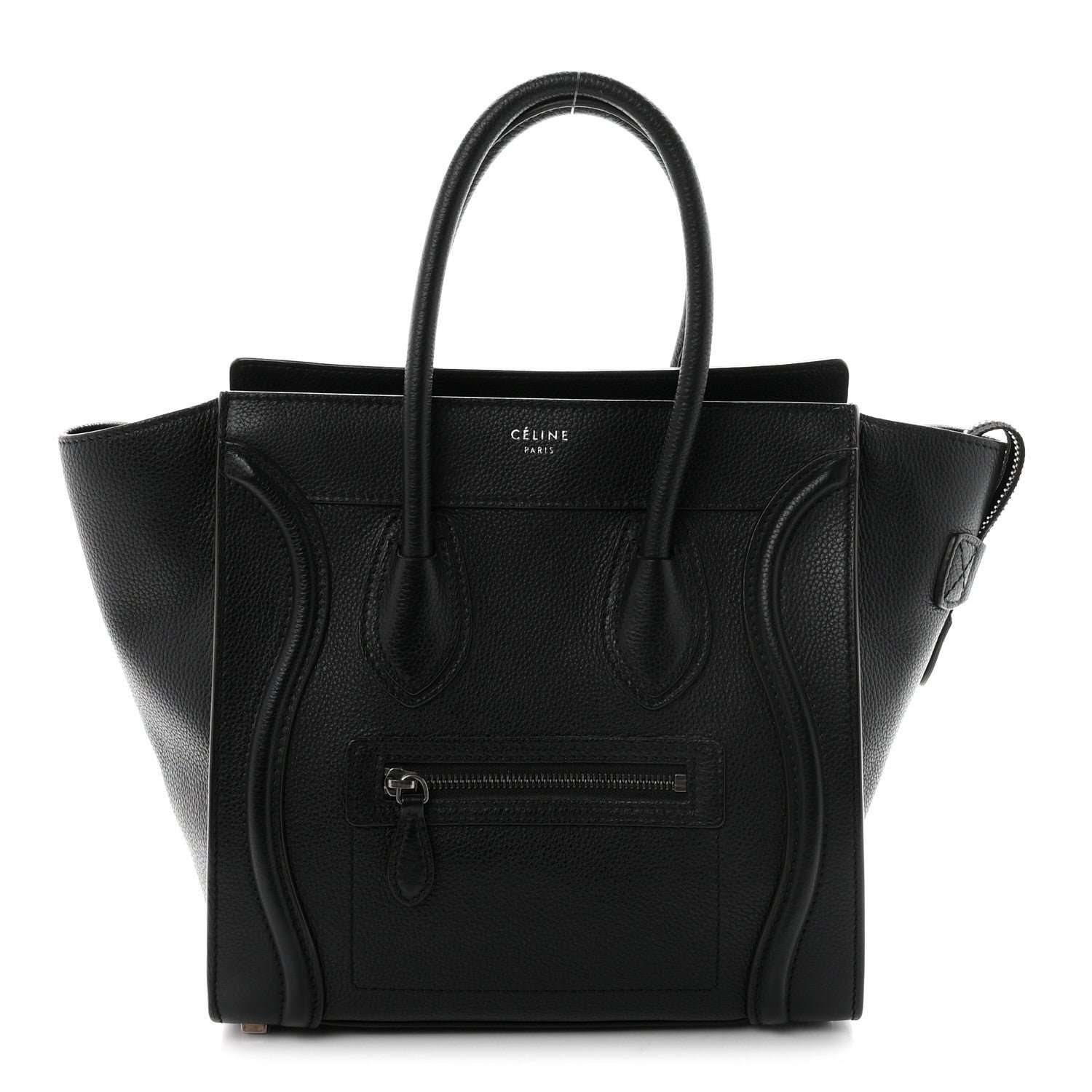 Celine Drummed Calfskin Micro Luggage Black